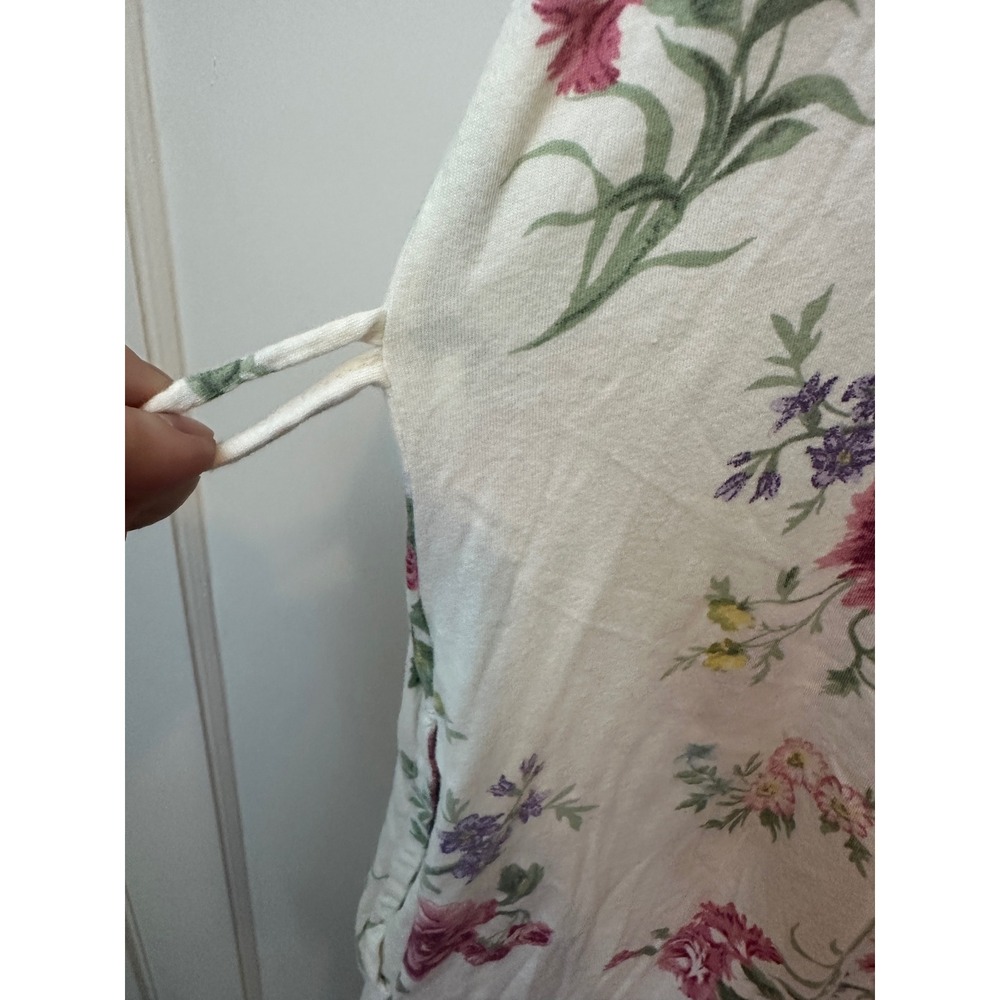 Lauren Ralph Lauren Floral Cotton Knit Robe Cardigan Pink Cream Large 8141035 - Picture 7 of 8